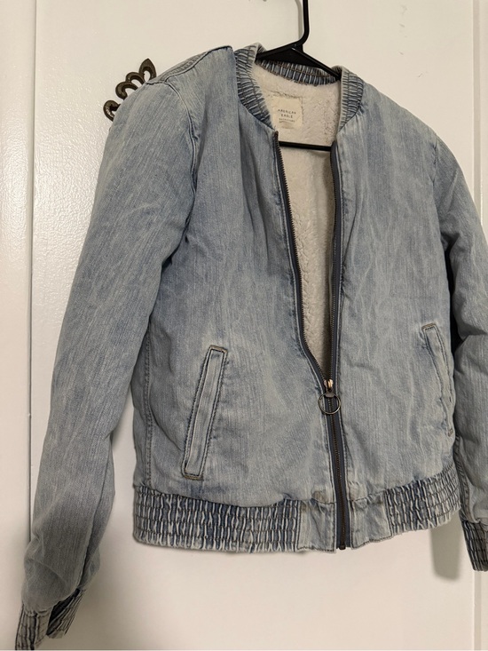 American Eagle Outfitters Jackets & Blazers - American Eagle Outfitters Light Blue Denim Bomber Jacket